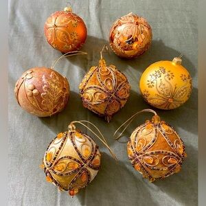 Glass Christmas tree ornaments lot of 7 bulbs hand made designed OSCH